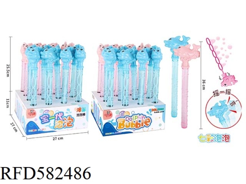 36CM WITH SHAKING WHISTLE - DOLPHIN BUBBLE WAND 16PCS