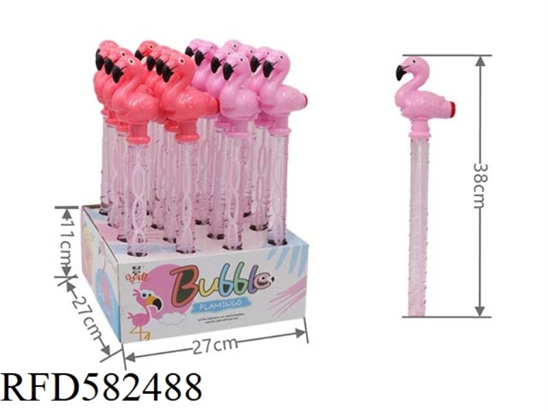 38CM WITH SHAKING WHISTLE - FLAMINGO BUBBLE WAND 16PCS