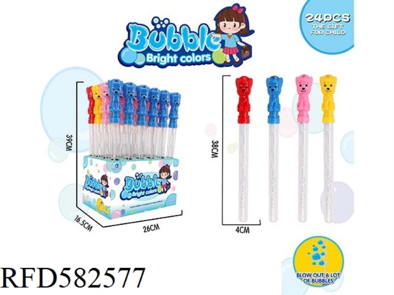 38 CM WANT WANT TEAM BUBBLE WAND (4 COLORS) 24PCS