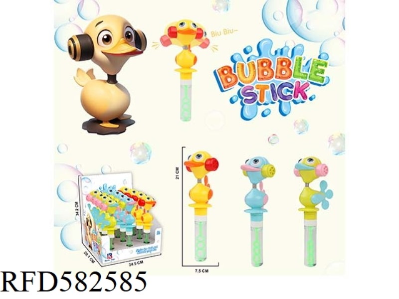 21CM SWING DUCK SHAKE WHISTLE BUBBLE WAND 12PCS