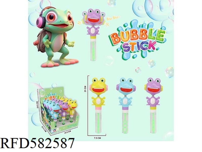 21CM FROG SHAKE WHISTLE BUBBLE WAND 12PCS