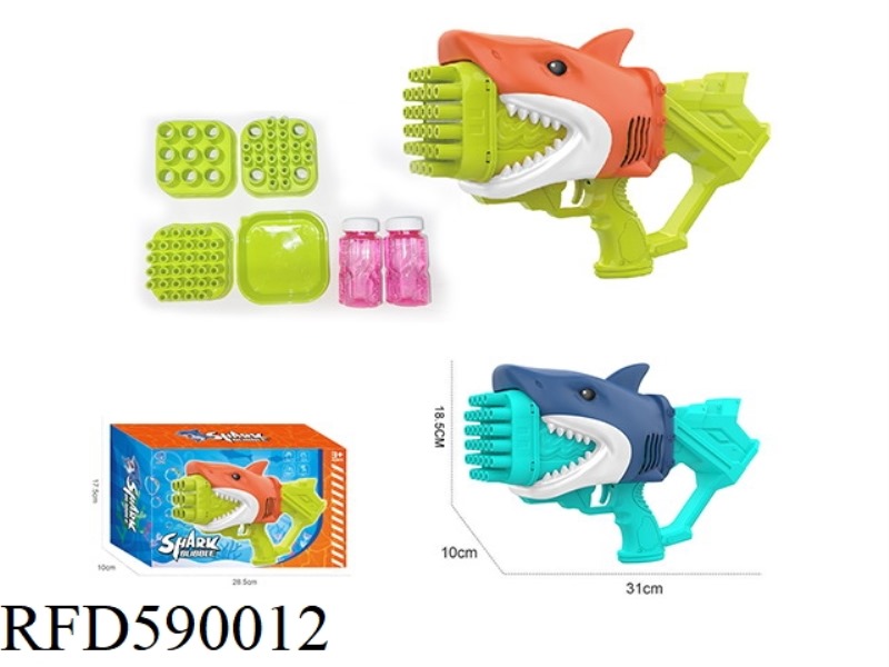 ELECTRIC SHARK BUBBLE GUN (3- HEAD BARRELS + 2 *50ML BUBBLE SOLUTION)