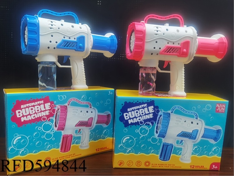 12-HOLE FULLY AUTOMATIC LIGHTING ROCKET LAUNCHER BUBBLE GUN +1 BOTTLE OF 60ML WATER