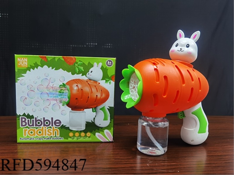 10-HOLE AUTOMATIC RADISH RABBIT BUBBLE GUN +1 BOTTLE OF 90ML WATER