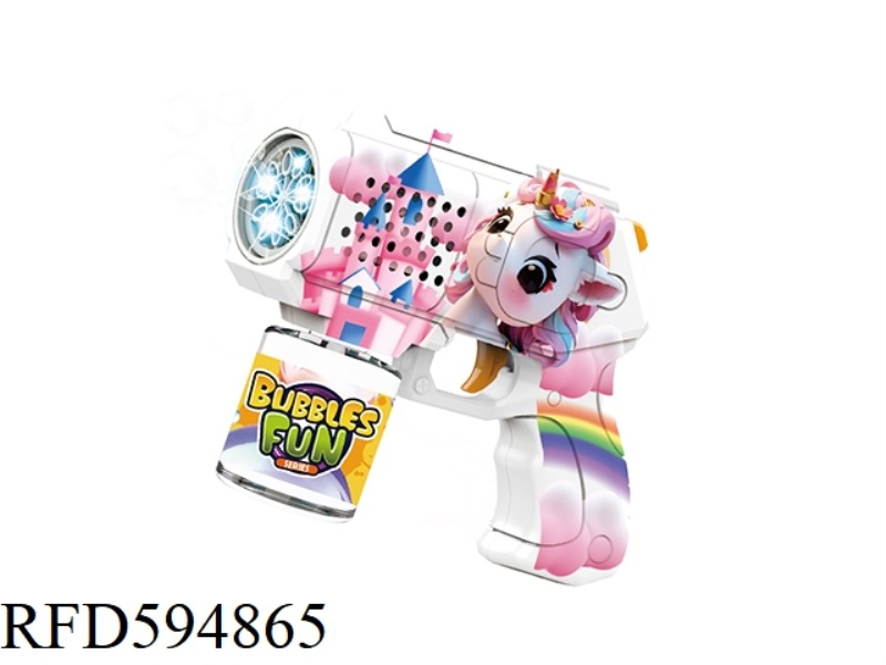 10-HOLE UNICORN BUBBLE GUN +1 BOTTLE OF 90ML WATER