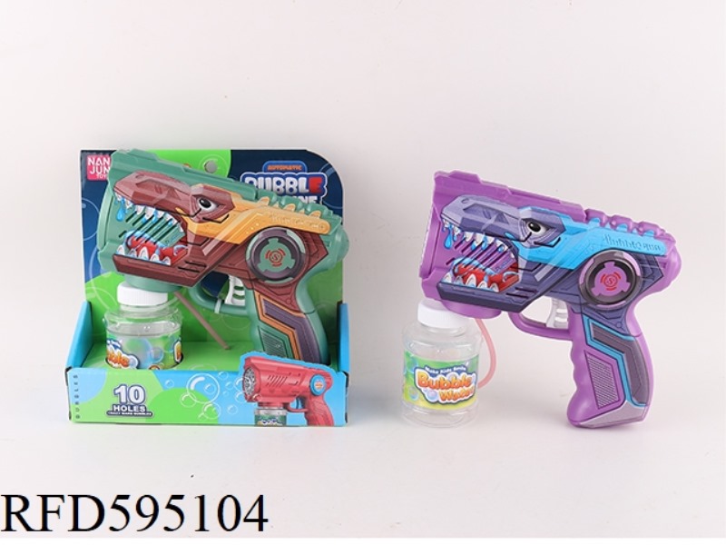 ELECTRIC 10 HOLES DINO BUBBLE GUN(UV PRINTING&1*90ML BUBBLE SOLUTION