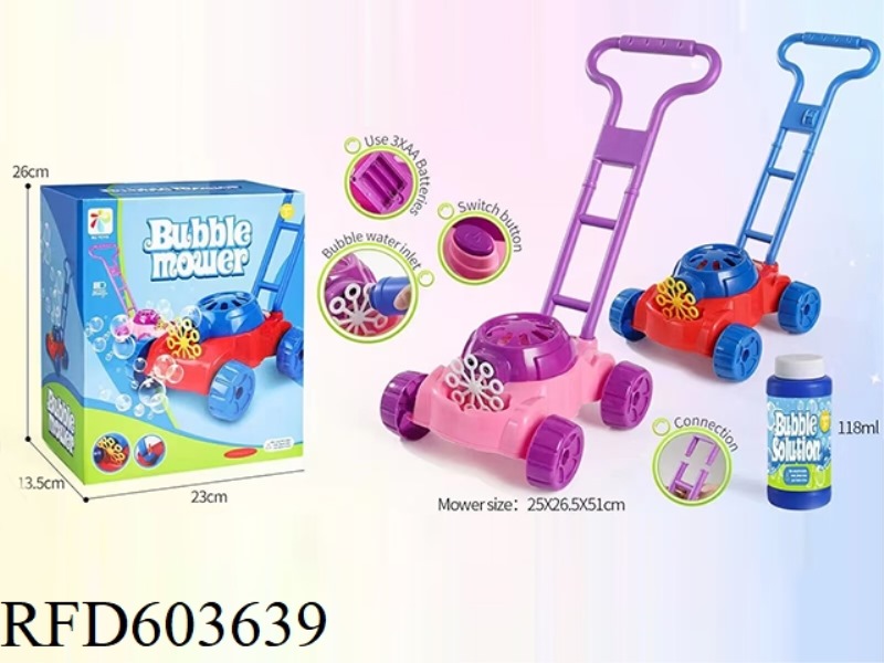 LAWN MOWER BUBBLE MACHINE TOY