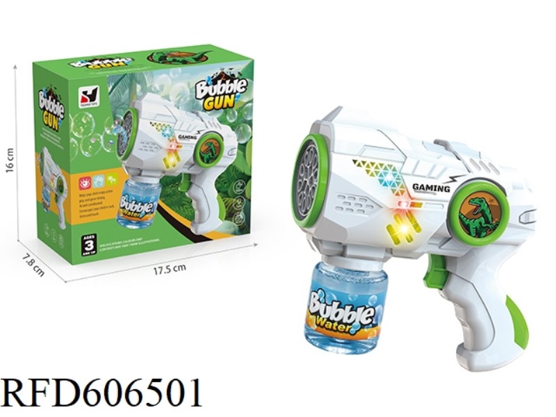 DINOSAUR 15-HOLE ELECTRIC BUBBLE GUN WITH LIGHT