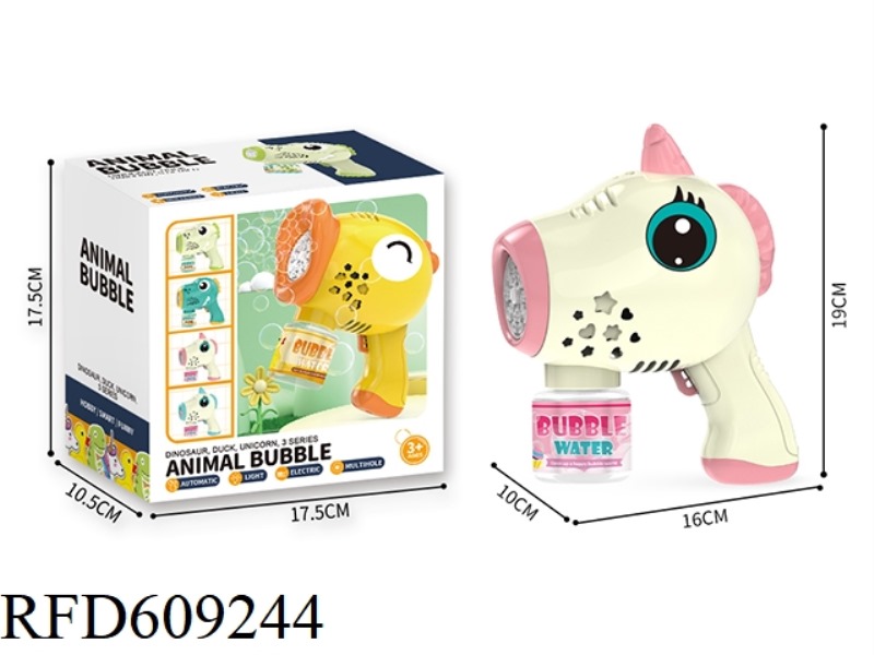 CARTOON AUTOMATIC BUBBLE MACHINE UNICORN (PINK AND WHITE SINGLE) WITH LIGHT