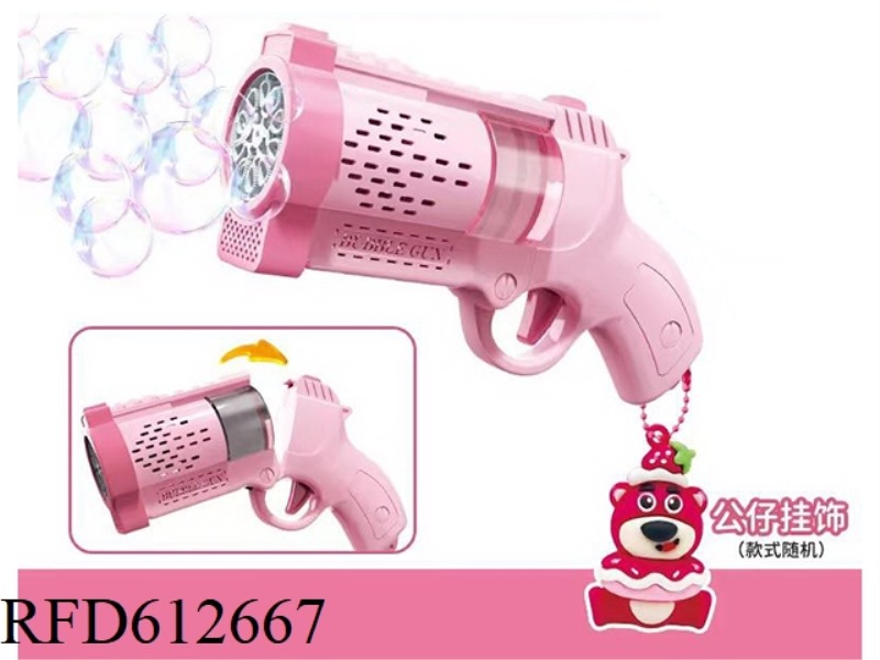 STRAWBERRY BEAR 10-HOLE ELECTRIC REVOLVER BUBBLE GUN