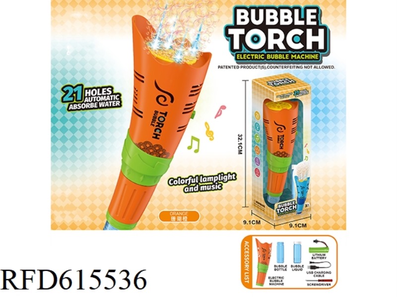 21 HOLE TORCH BUBBLE MACHINE WITH MUSIC DUAL LIGHTS
