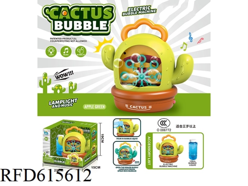 CACTUS BUBBLE MACHINE WITH LIGHTS AND MUSIC