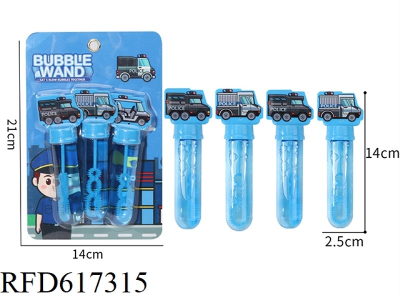 POLICE CAR BUBBLE WAND (1 COLOR 3 MODELS)