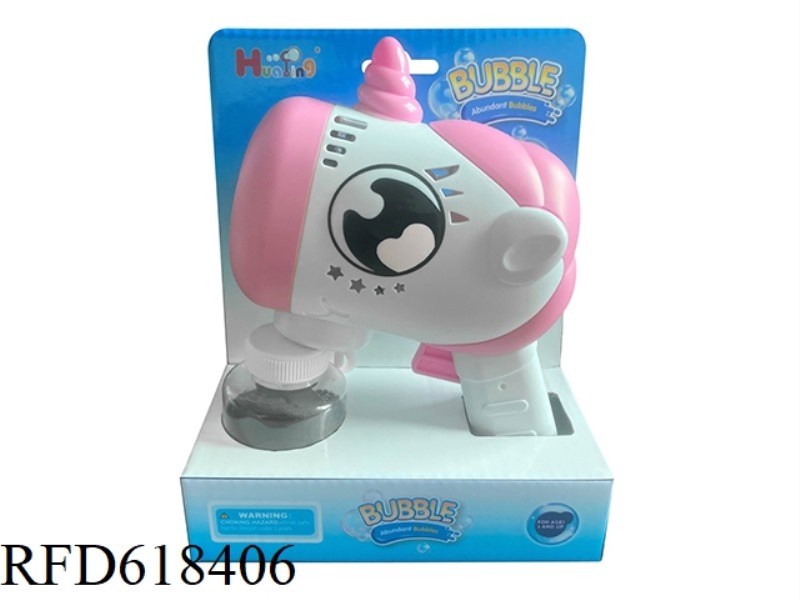 UNICORN 10-HOLE BUBBLE GUN WITH A BOTTLE OF 80ML WATER (NO LIGHT MUSIC)