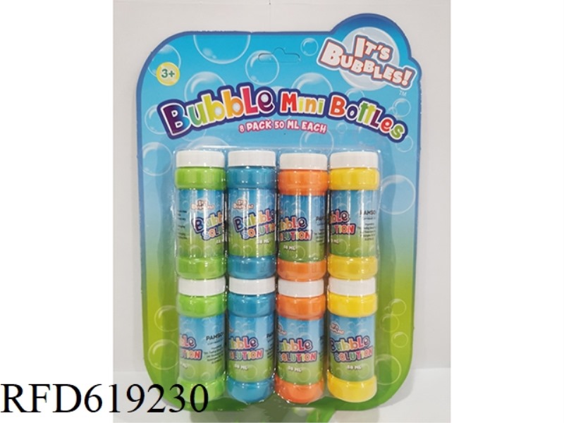 8 BOTTLES OF 50ML BOTTLED BUBBLE WATER (WITH BLOWING ROD)