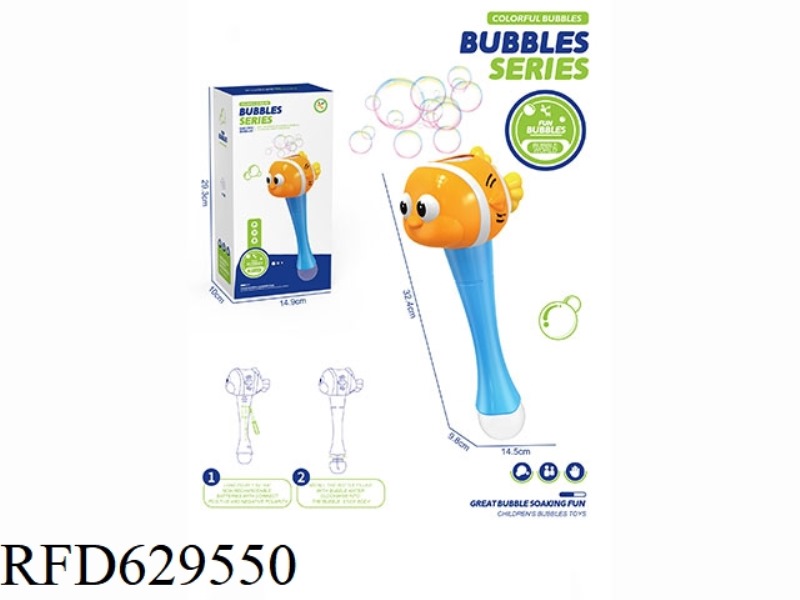 6-HOLE LARGE BUBBLE WITH WINGS CLOWNFISH BUBBLE STICK