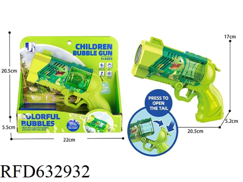 ELECTRIC 8-HOLE LIGHT DINOSAUR THEMED REVOLVER BUBBLE GUN