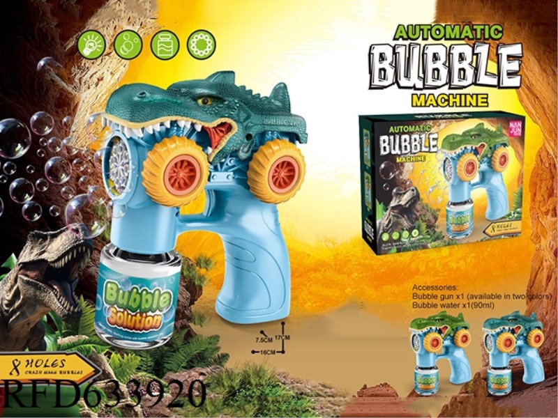 8 HOLE DINOSAUR CAR BUBBLE GUN EYES WITH LIGHTS