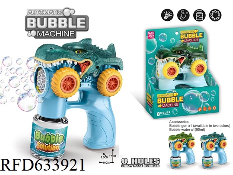 8 HOLE DINOSAUR CAR BUBBLE GUN 2 COLOR EYES WITH LIGHTS