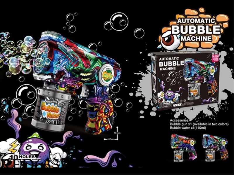 10 HOLE GRAFFITI SPACE BUBBLE GUN) WITH LIGHTS