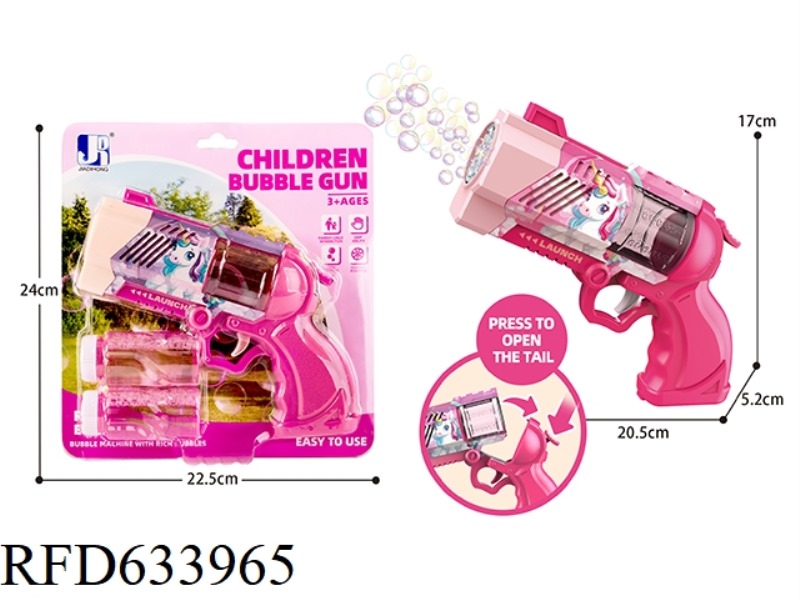 ELECTRIC 8-HOLE LIGHT UNICORN-THEMED REVOLVER BUBBLE GUN