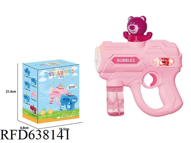 STRAWBERRY BEAR AUTOMATIC ROTATING ELECTRIC BUBBLE GUN