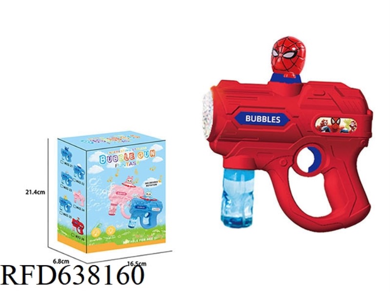 LIGHT MUSIC SPIDER-MAN AUTOMATIC ROTATING ELECTRIC BUBBLE GUN