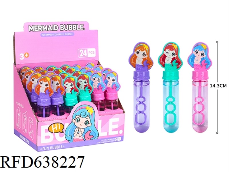 MERMAID PRINCESS BUBBLE WAND, BOX OF 24PCS, 35ML