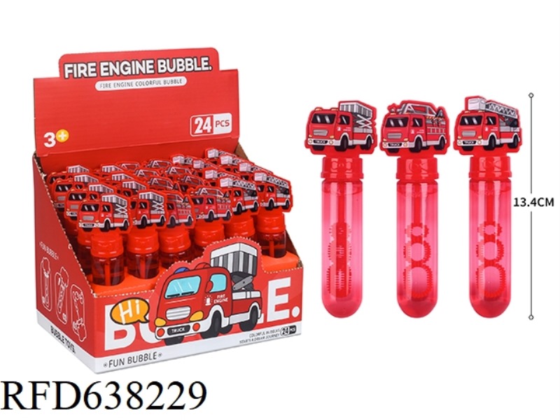FIRE ENGINE BUBBLE WAND, BOX OF 24PCS, 35ML