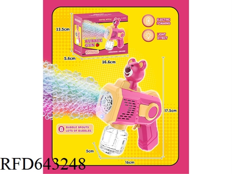 8-HOLE STRAWBERRY BEAR AUTOMATIC BUBBLE MACHINE WITH LIGHT