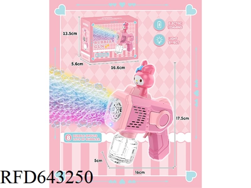 8-HOLE MY MELODY AUTOMATIC BUBBLE MACHINE WITH LIGHT.
