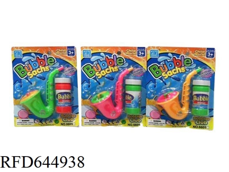 SMALL SAXOPHONE BLOWING BUBBLES