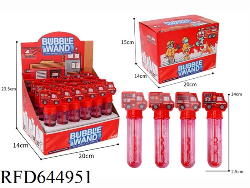 FIRE TRUCK BUBBLE STICKS (1 COLOR, 4 MODELS) (24PCS WITH COVER)