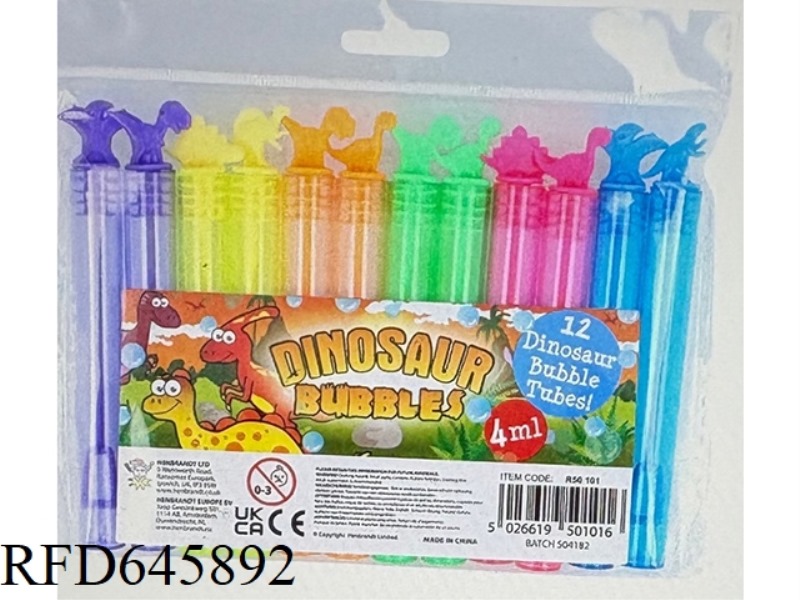 6 dinosmini dino bubble stick  12pcs/bag(10ml）(6colors)