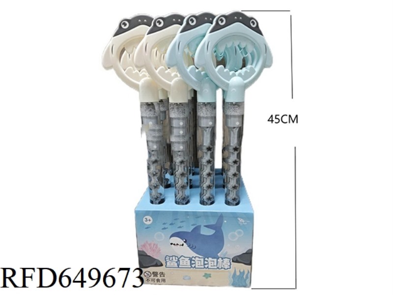 45 CM LONG 5 BRUSH 50 HOLE SHARK BUBBLE WAND (12 PIECES)