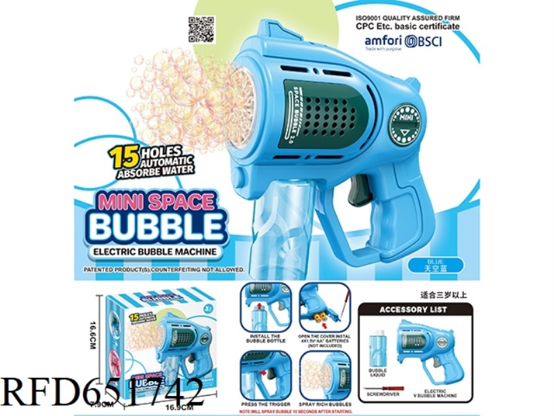 15-HOLE MINI BUBBLE MACHINE (DRY BATTERY NOT INCLUDED)