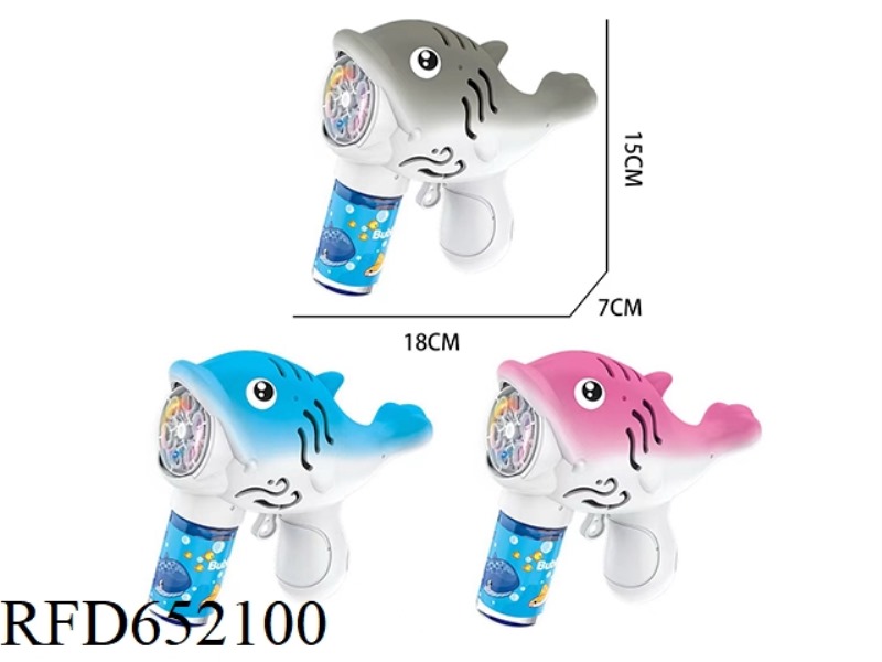 LIGHT SHARK BUBBLE GUN/SHARK ELECTRIC BUBBLE MACHINE (POROUS +2 LIGHTS)