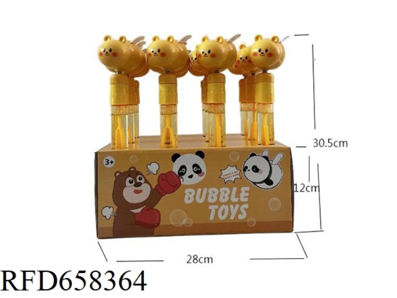 30.5 CM LONG YELLOW BEAR WHISTLE BUBBLE STICK 12PCS