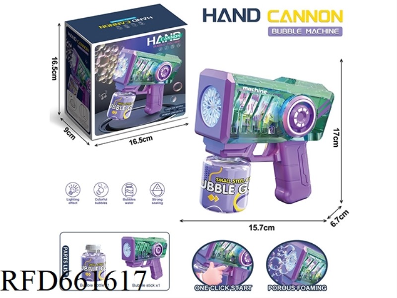 AUTOMATIC TRANSPARENT PURPLE MECHANICAL BUBBLE GUN (WITH 1 BOTTLE OF 90ML BUBBLE WATER)