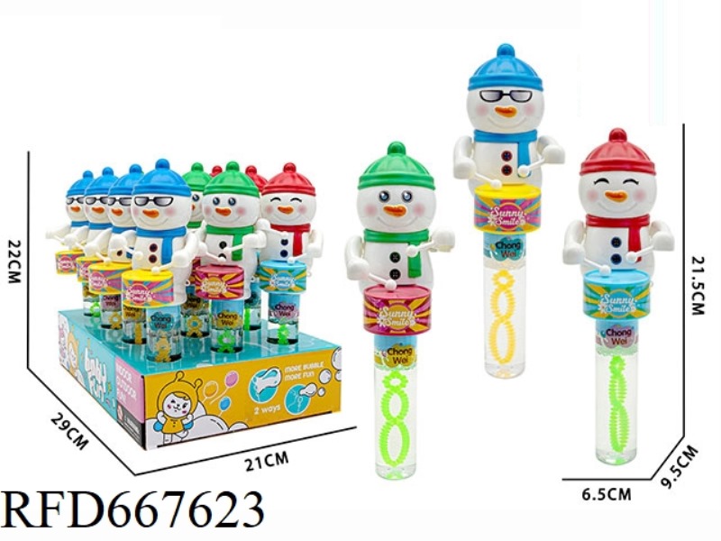 DRUMMING SNOWMAN BUBBLE STICK