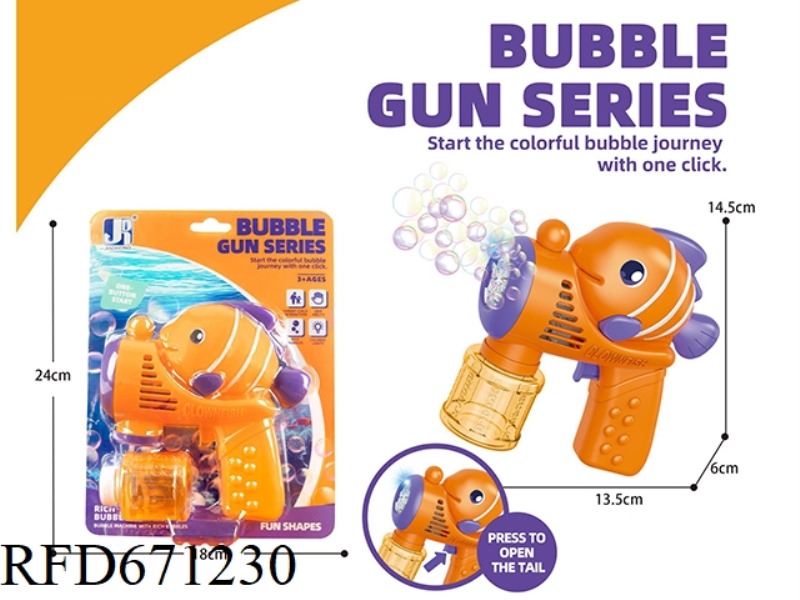 8-HOLE LIGHT CLOWN FISH BUBBLE GUN