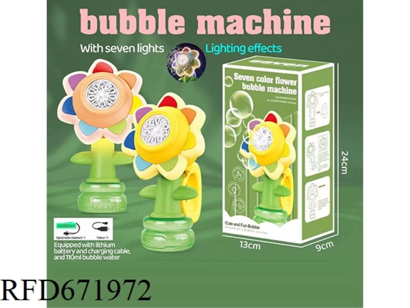 SHAKING SUNFLOWER BUBBLE MACHINE WITH NO ADJUSTABLE LIGHT