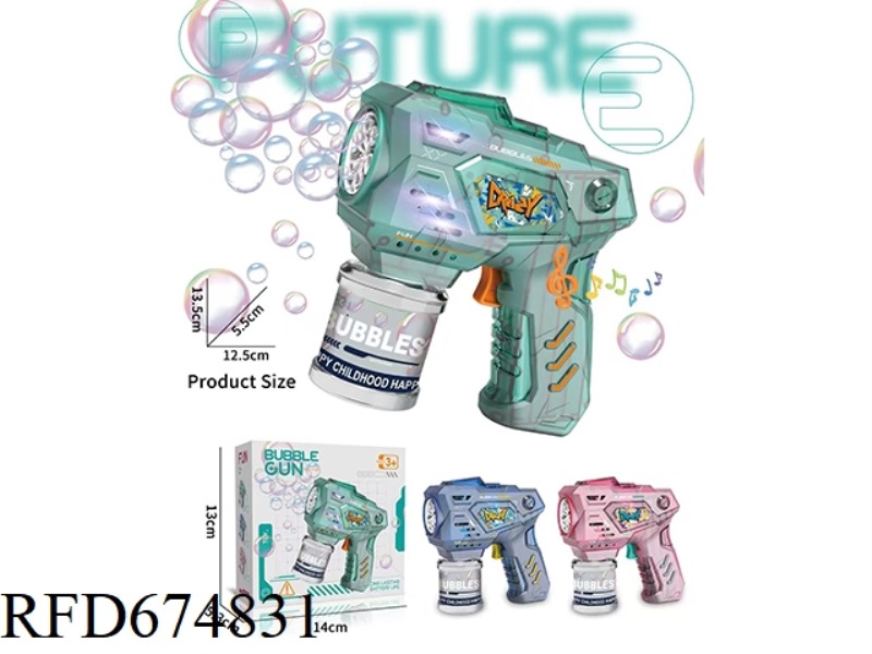 6-HOLE TRANSPARENT BUBBLE GUN WITH LIGHT