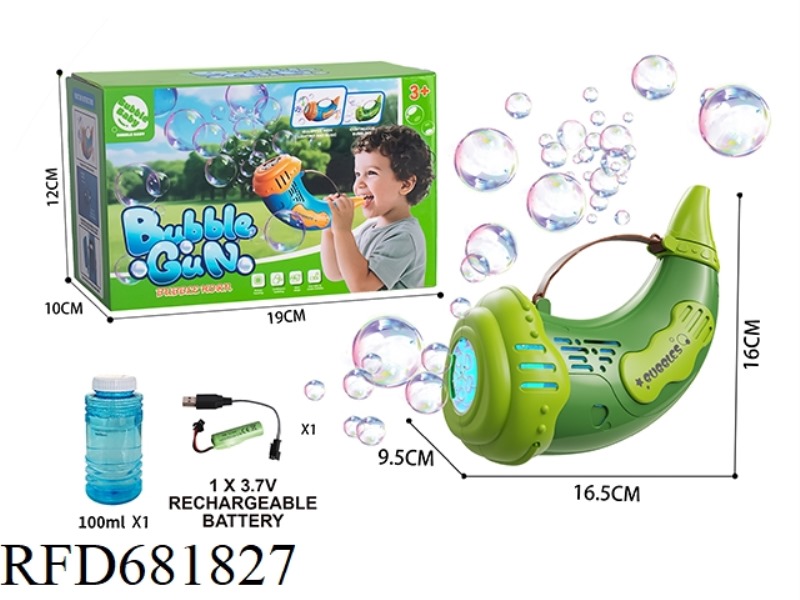 MULTIFUNCTIONAL HORN BUBBLE MACHINE WITH LIGHTS AND MUSIC.