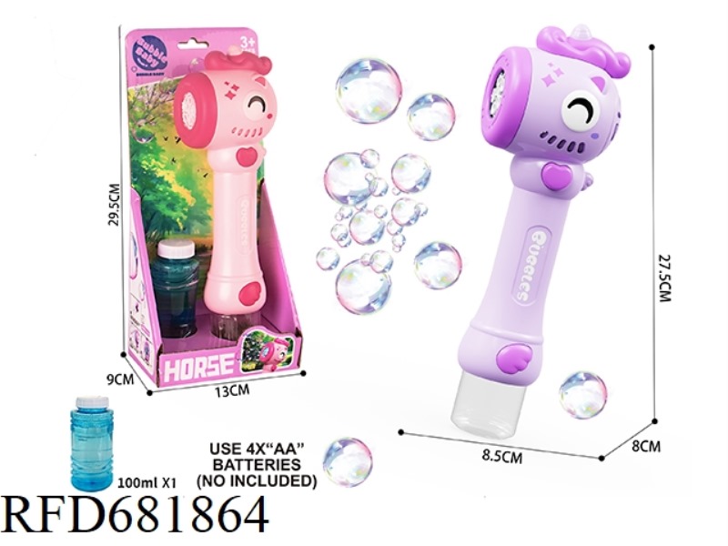 RAINBOW HORSE BUBBLE STICK WITH LIGHT