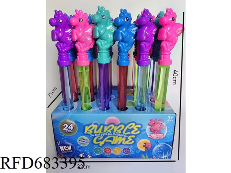 40CM WHISTLE PONY BUBBLE STICK 24PCS