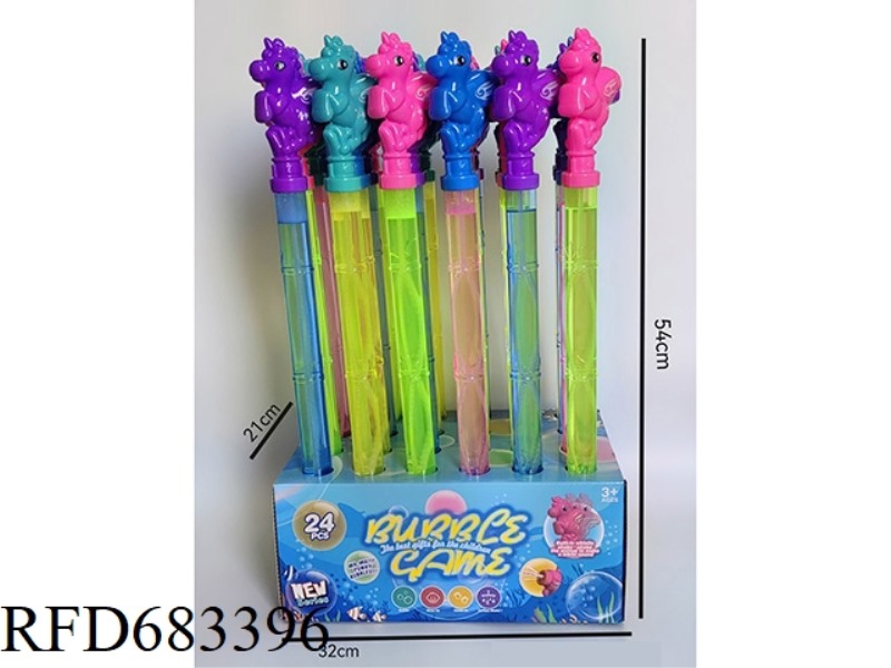 54CM WHISTLE PONY BUBBLE STICK 24PCS