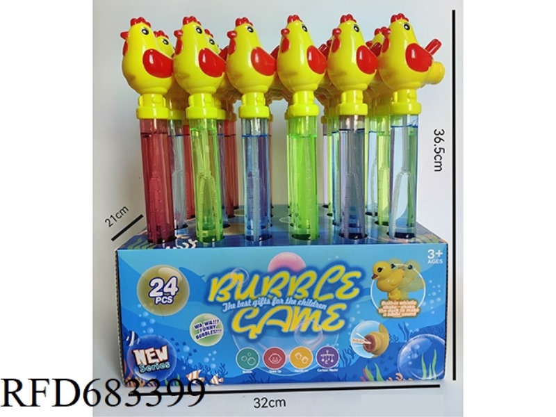 36.5CM WHISTLE CHICKEN BUBBLE STICK 24PCS
