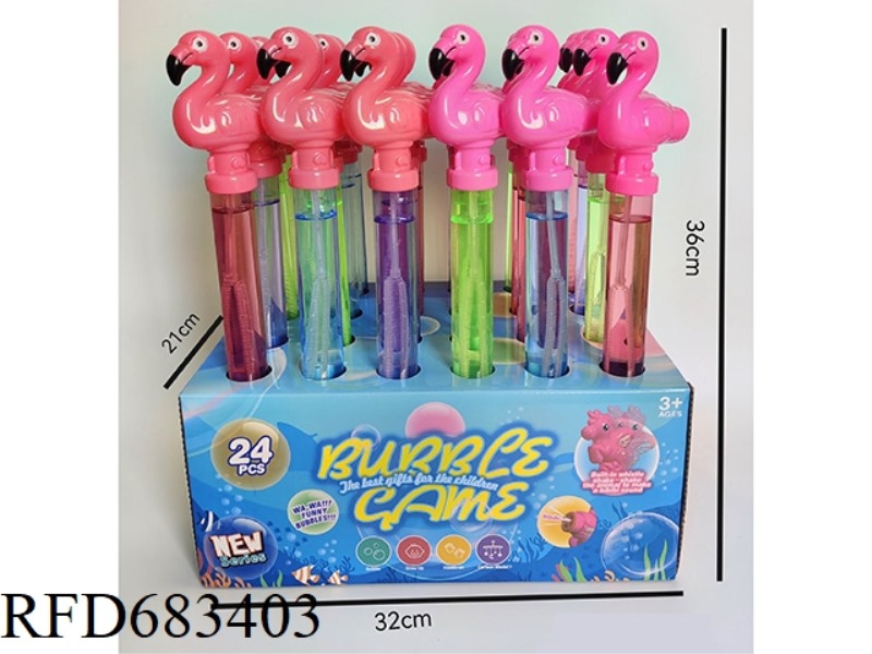 36CM WHISTLE FLAMINGO BUBBLE STICK 24PCS