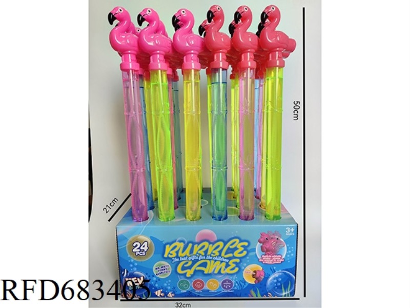 50CM WHISTLE FLAMINGO BUBBLE STICK 24PCS